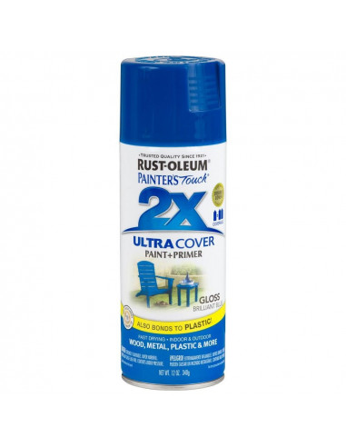 Aérosol primer+paint bleu brillant 12oz