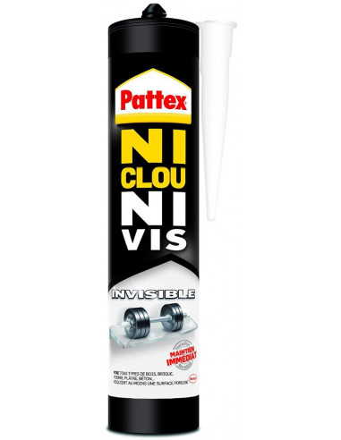 Pattex Colle de fixation "Ni clou ni vis" Chrono Invisible 310 g/320ml