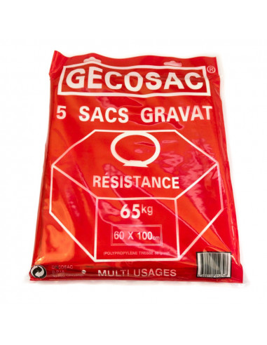 GECOSAC Sac à gravats x5 - 65 kg, 60 x 100 cm