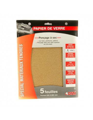 SAVY Papier verre 4 feuilles grain gros