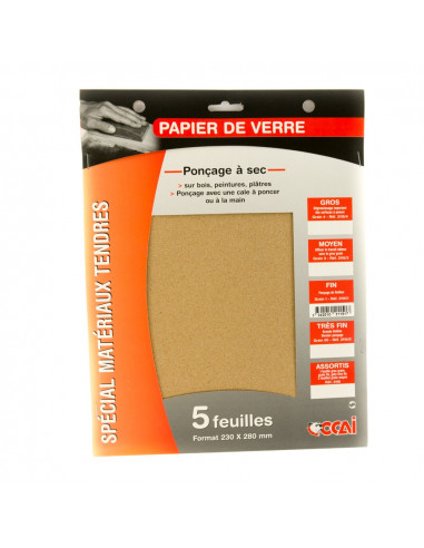 OCAI Pochette 5 feuilles papier de verre grain fin