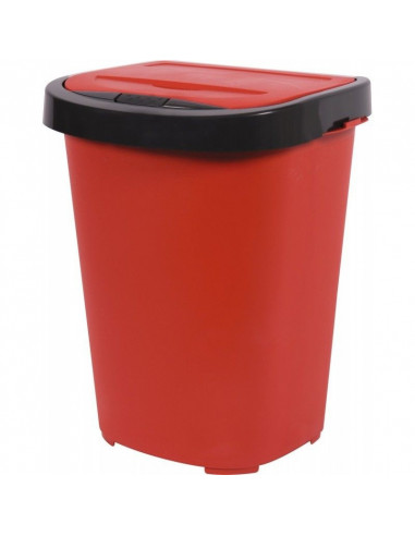 EDA Poubelle de cuisine CITY PUSH 40L rouge rubis