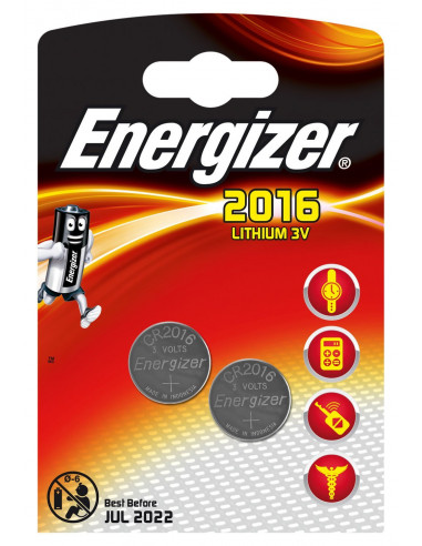 ENERGIZER 2 Piles Lithium CR2016 3V