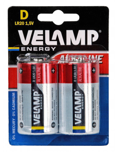 VELAMP 2 Piles Alcalines torche LR20 D 1,5V