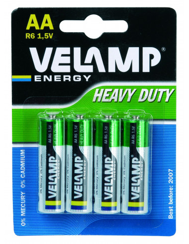 VELAMP 4 Piles Salines R6 AA 1,5V