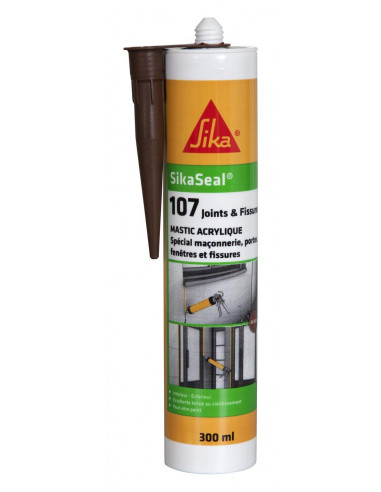 SIKA SIKASEAL 107 JOINTS & FISSURES Mastic acrylique spécial façade SNJF - 300ml - acajou
