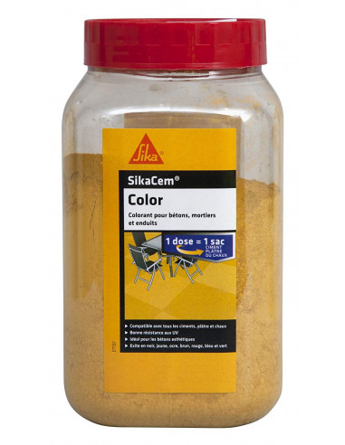 SIKA SIKACEM® COLOR Colorant en poudre pour ciment, chaux et plâtre - 400g - Jaune