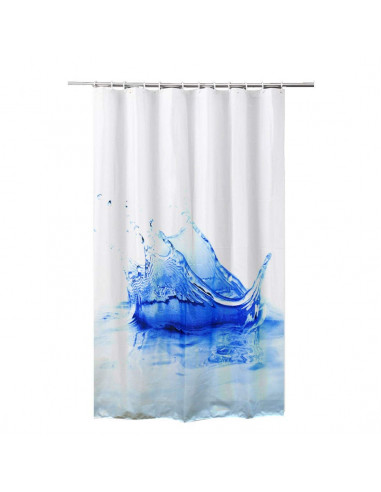 FRANDIS Rideau de douche Polyester Bleu 180 x 200 cm éclat d'eau