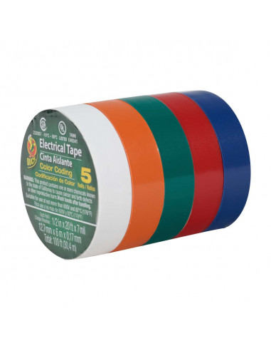 DUCK BRAND Tape Electricien x5 couleurs