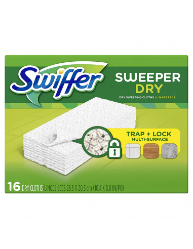 SWIFFER Recharges de tampons de balayage à sec SWEEPER™ DRY non parfumées x16