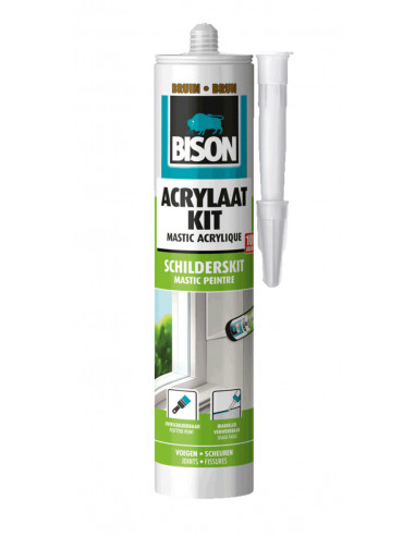 BISON Mastic Acrylique Brun - Mastic d'étanchéité qui peut être peint 300 ml