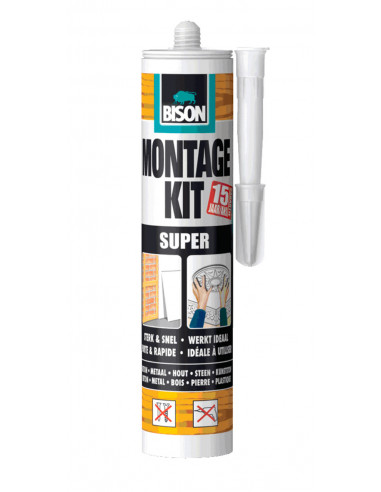 BISON Montagekit Super Crème - Colle de montage ultra-forte exempte de solvant à base d'une dispersion acrylique 440 g