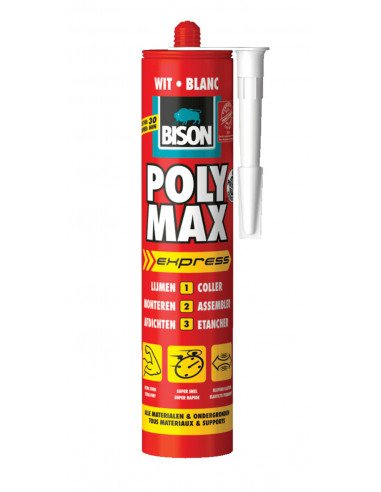 Bison colle-mastic de montage et d'étanchéité universelle Poly Max Express blanc 425g