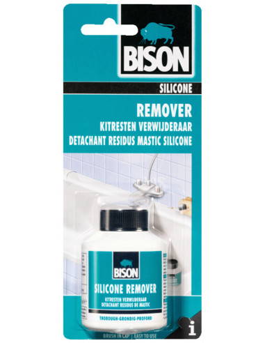 BISON SILICONE REMOVER Pour éliminer à fond et sans risque des résidus de mastic durcis - 100 mL