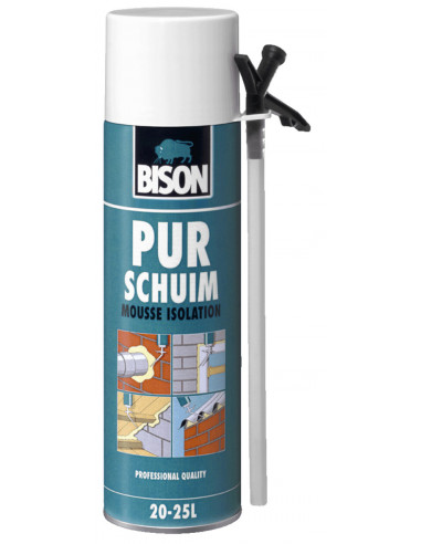 BISON MOUSSE ISOLATION Mousse polyuréthane universelle à expansibilité élevée. S'utilise à l’intérieur et à l’extérieur - 500 mL