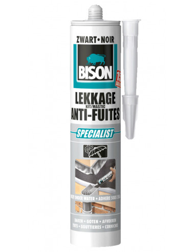 BISON MASTIC ANTI-FUITES Mastic d'étanchéité pour des réparations étanches Noir - 300 mL