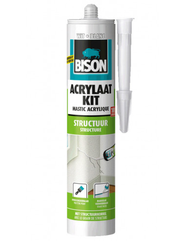 BISON MASTIC ACRYLIQUE STRUCTURE Mastic d'étanchéité à structure granuleuse qui peut être peint Blanc 310 ml