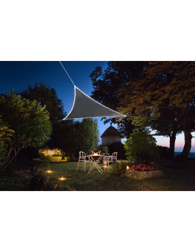 JARDILINE Voile d'ombrage Triangulaire 3,60 m avec bordure LEDs solaires
