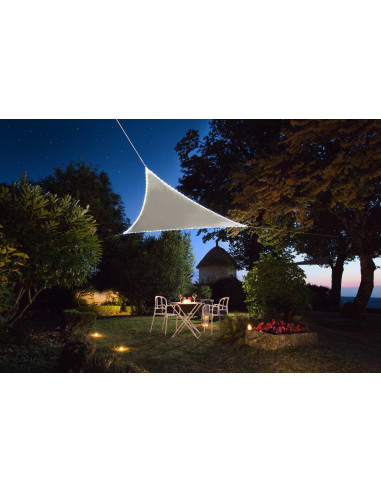 JARDILINE Voile d'ombrage Triangulaire 3,60 m avec bordure LEDs solaires Taupe