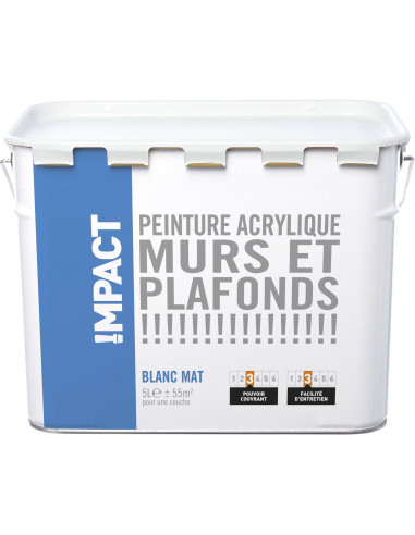 RECA Peinture Acrylique Murs et Plafonds Blanc Mat 5L