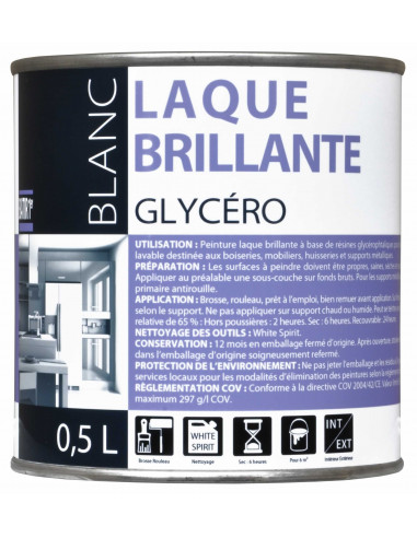 RECA Peinture Glycéro Laque Blanc Brillant 0,5L - 1er Prix