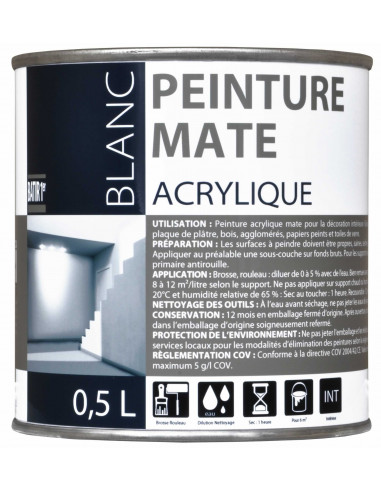 RECA  Peinture acrylique blanc mat 0,5 L - 1er prix