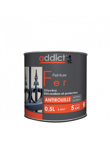 RECA Peinture Fer ADDICT Noir Profond 0,5 L