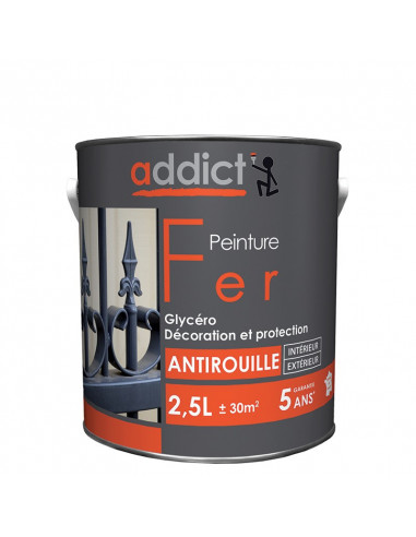 RECA Peinture Fer ADDICT Noir Mat 2,5 L