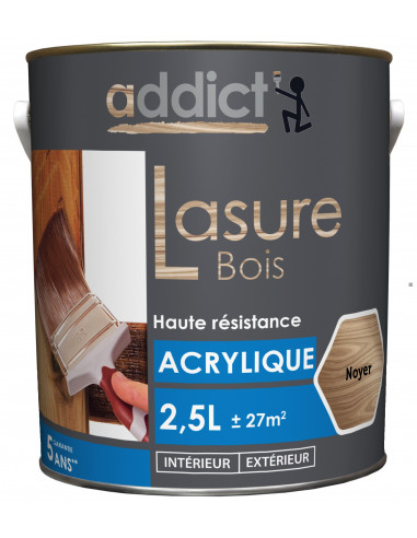 RECA Lasure Acrylique Bois ADDICT Noyer 2,5 L
