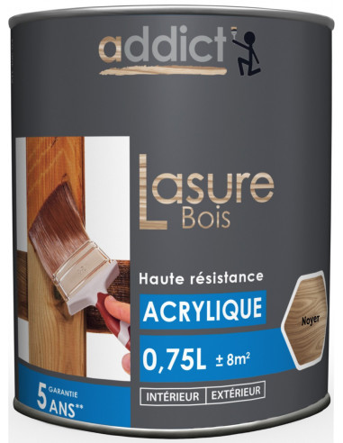 RECA Lasure Acrylique Bois ADDICT Noyer 0,75 L