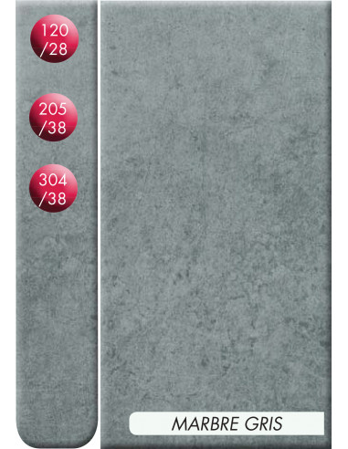 SUPBOIS Plan de travail Stratifié HPL Finition Standard Marbre Gris 304 x 64,5 cm Ep. 38 mm