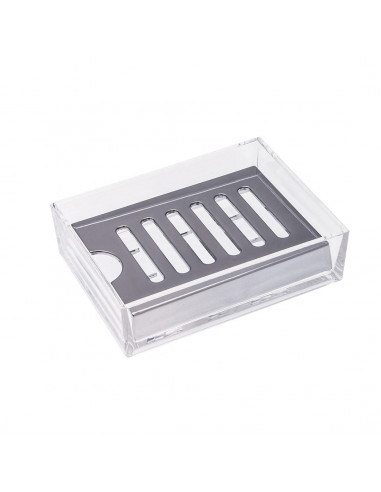 FRANDIS Porte savon rectangle ps chrome/ translucide en display 12 x 9 cm