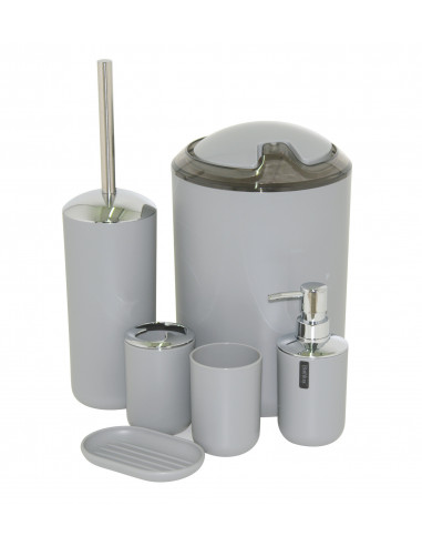 Set accessoires de salle de bain gris