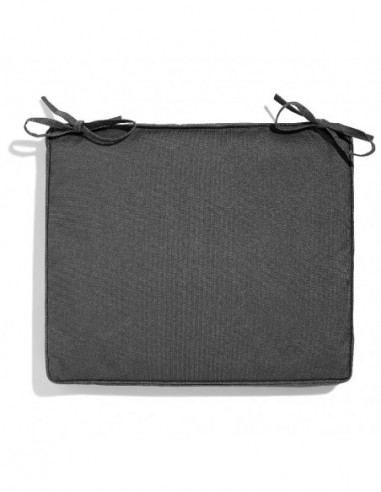 DIFFUSION Coussin de chaise carré gris anthracite fixation par nouette, Dim. L 43 x l 37 x H 5 cm, intérieur polyester