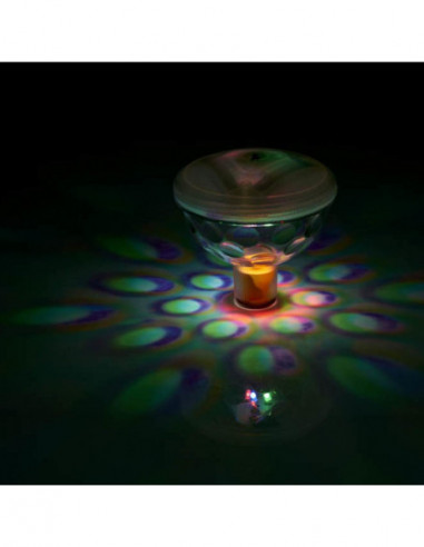 DIFFUSION Lampe flottante LED effet boule disco, Dim. Ø 8 x H 7 cm, PVC
