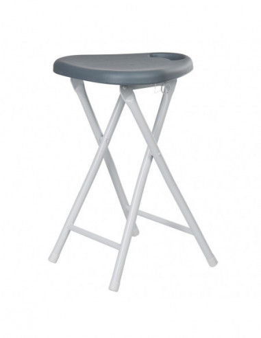 DIFFUSION Tabouret pliant gris L.31 x l.29,5 x H.47 cm