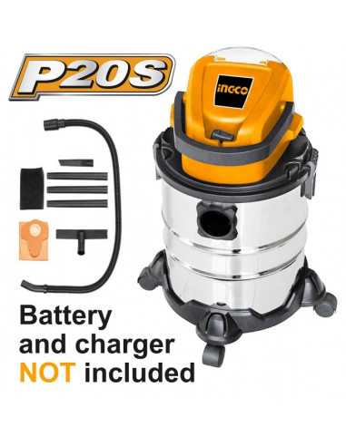 INGCO CVLI2005 Aspirateur 20L sans fil Lithium-Ion 20V