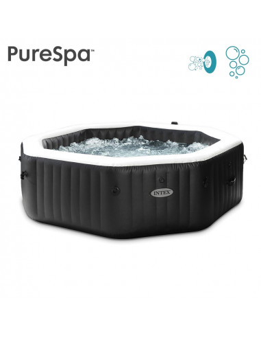 INTEX Pure Spa Gonflable CARBONE Jets + Bulles 6 places Ø.2,18 x H.0,71 m