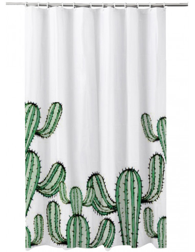 FRANDIS 195074 Rideau douche textile cactus vert 180 x 200 cm