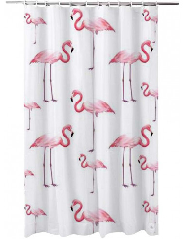 FRANDIS 195075 Rideau douche textile flamants rose 180 x 200 cm