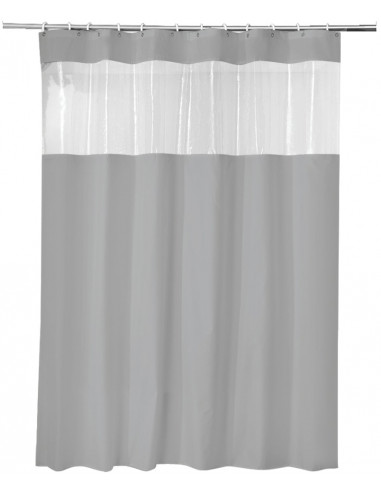 FRANDIS 195083 Rideau douche bicolore «Fenêtre transparente» gris blanc 180 x 200 cm