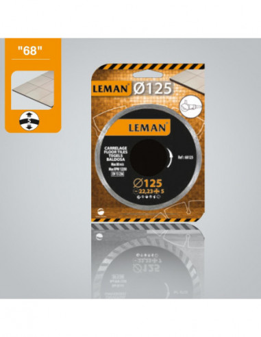 LEMAN 68125 Disque Diamant à Jante Continue Lisse Carrelage Ø125 mm