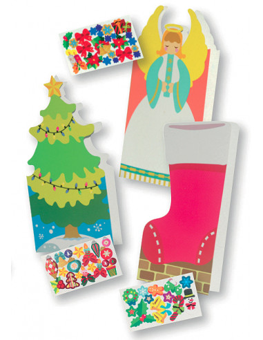 DIFFUSION Carte de Noël + stickers + enveloppe - H.23,5 cm