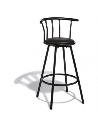 DIFFUSION 524901 Tabouret de bar rotatif Bistrot noir x2 - Dim. Ø 52 x H 99,5 cm, structure métal