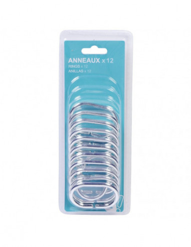 DIFFUSION 346114 Anneau de douche gris ovale x12 - Dim. 4 x 0,5 x 6 cm