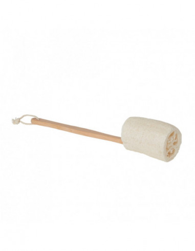 DIFFUSION 537471 Brosse de douche exfoliante Mességué bambou éponge loofah - Dim. Ø 6 x H 36 cm