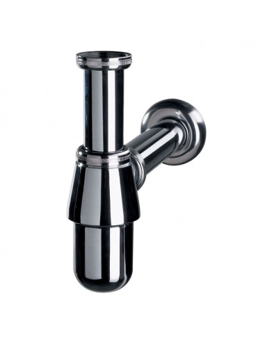 WIRQUIN 30719890 Siphon de lavabo en laiton chromé avec tube et rosace - Ø32 mm