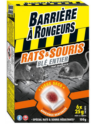 BARRIÈRE À RONGEURS Rats & Souris Appât blé entier 150 g