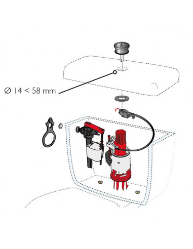 WIRQUIN 10720604 Mécanisme de WC double chasse avec le câble