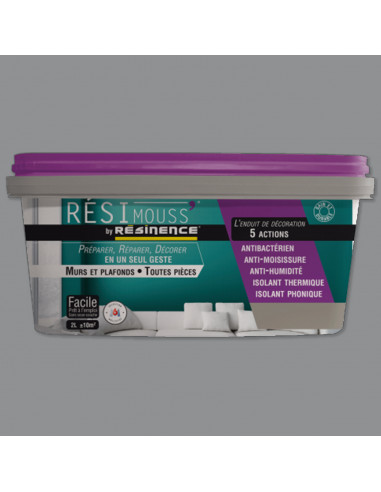 RESINENCE - Résimouss Enduit de décoration 5 actions - 2L, métal